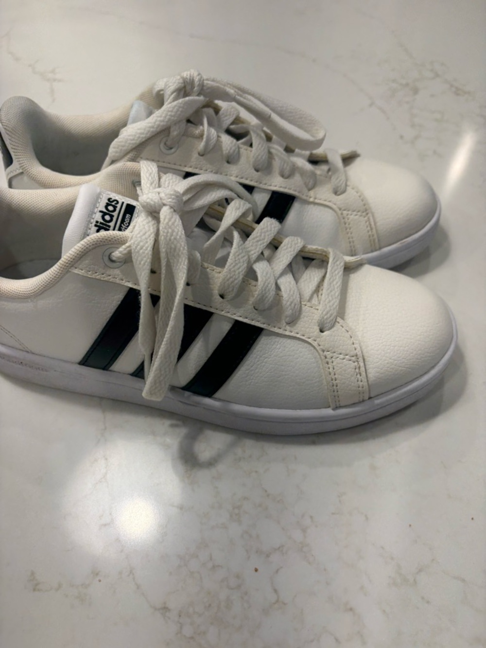 Adidas White Sneakers with Black Three Stripes - Picture 7 of 7